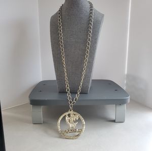 Virgo bling long necklace chain with Medallion